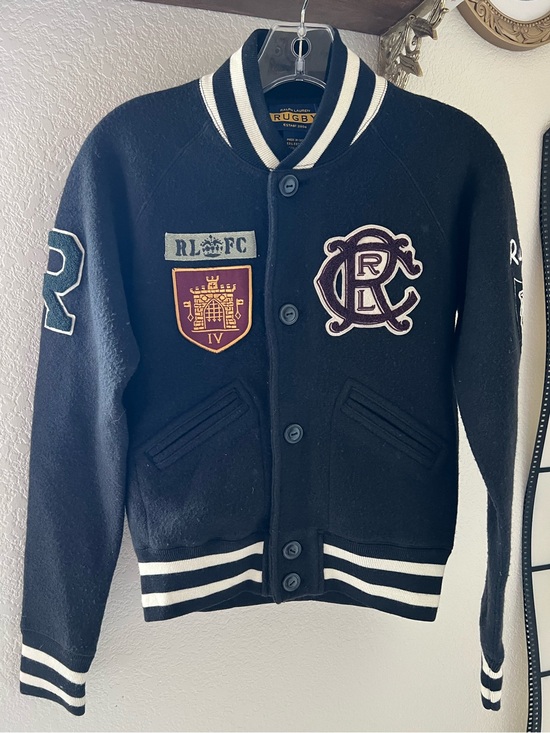 Ralph Lauren Jackets & Blazers - Vintage RARE Ralph Lauren Rugby Wool Varsity Jacket Crest Patches Wool Blend